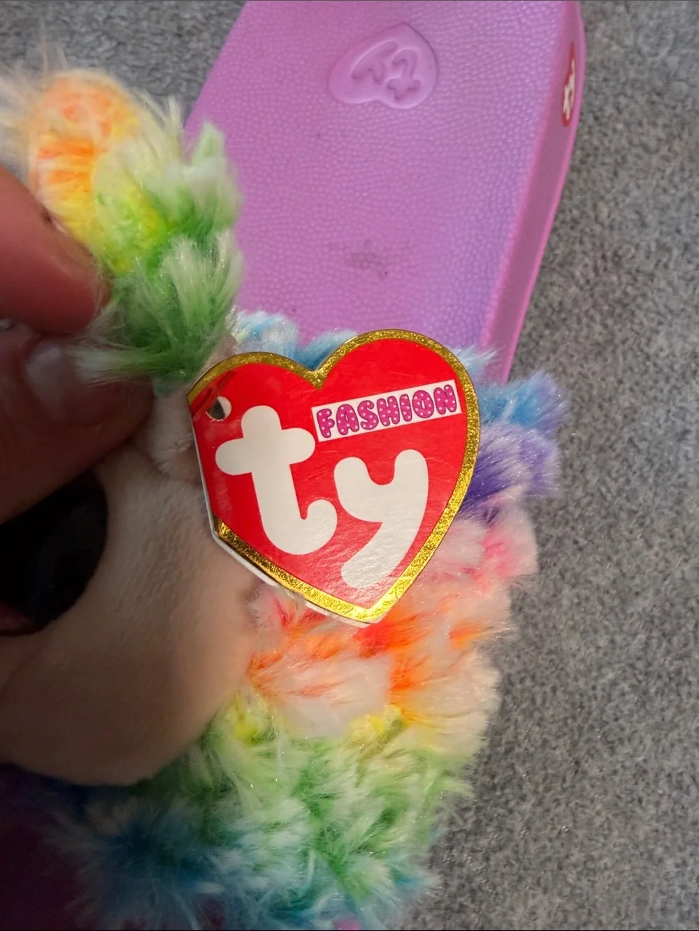 Ty Kids Rainbow Plush Llama Slide Sandals - Purple
